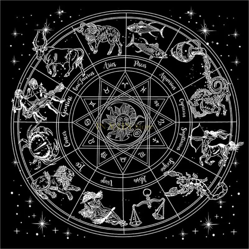 M5TC 60x60cm Tarot Table Altar Cloth Metaphysical Board Game Mat Pendulum Divination Altar Tablecloth Board Game Cards Pad