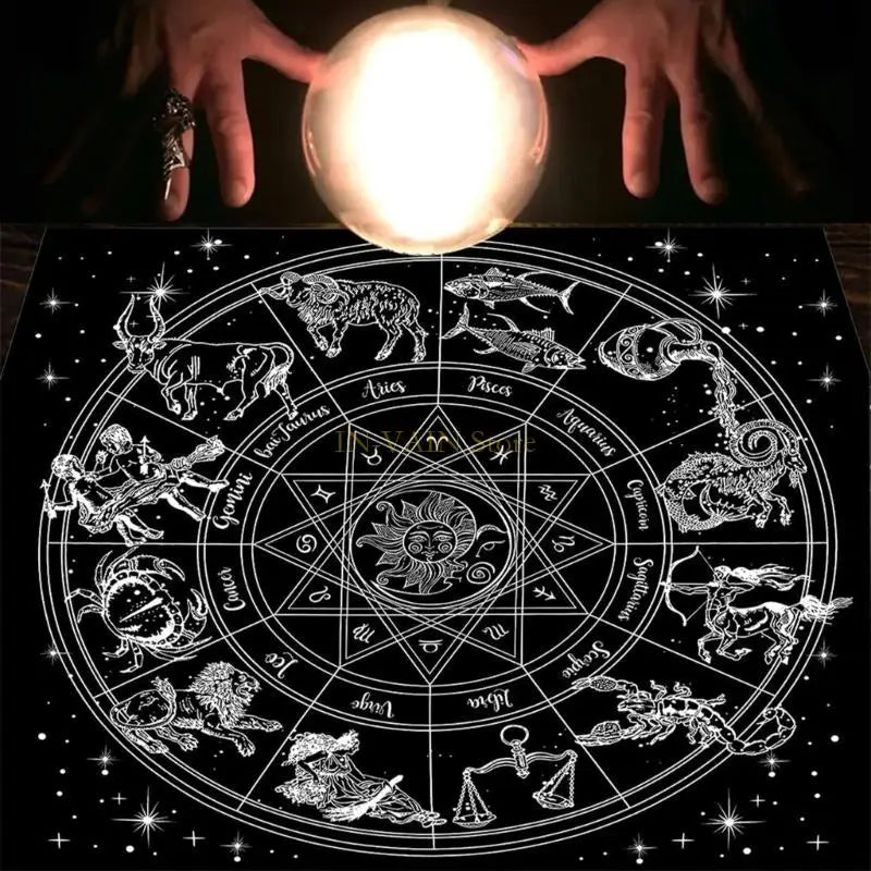 M5TC 60x60cm Tarot Table Altar Cloth Metaphysical Board Game Mat Pendulum Divination Altar Tablecloth Board Game Cards Pad