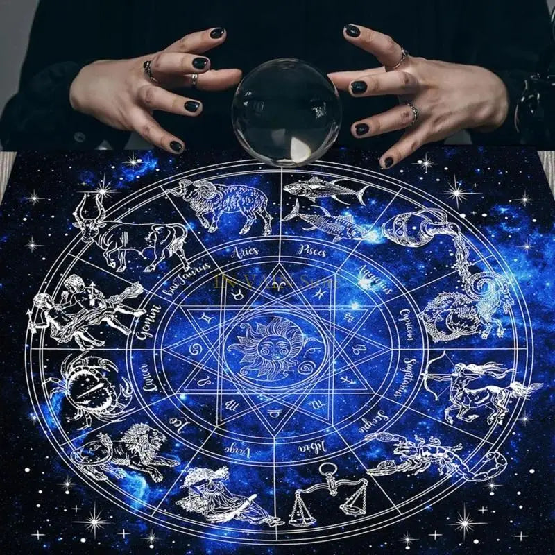 M5TC 60x60cm Tarot Table Altar Cloth Metaphysical Board Game Mat Pendulum Divination Altar Tablecloth Board Game Cards Pad