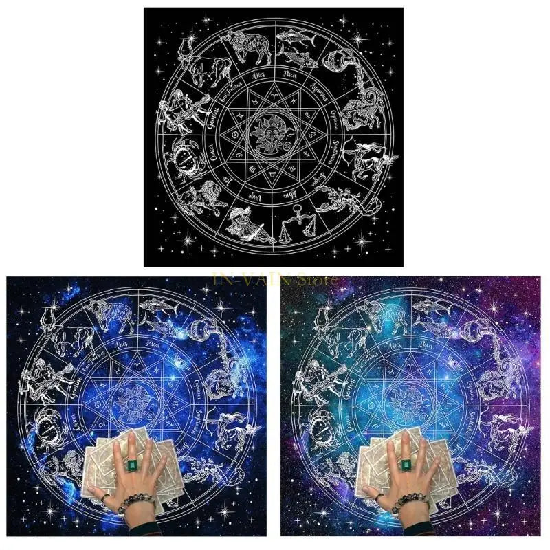 M5TC 60x60cm Tarot Table Altar Cloth Metaphysical Board Game Mat Pendulum Divination Altar Tablecloth Board Game Cards Pad